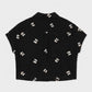 cherry embroidery half sleeve shirt Black【Delivery in September 2026】