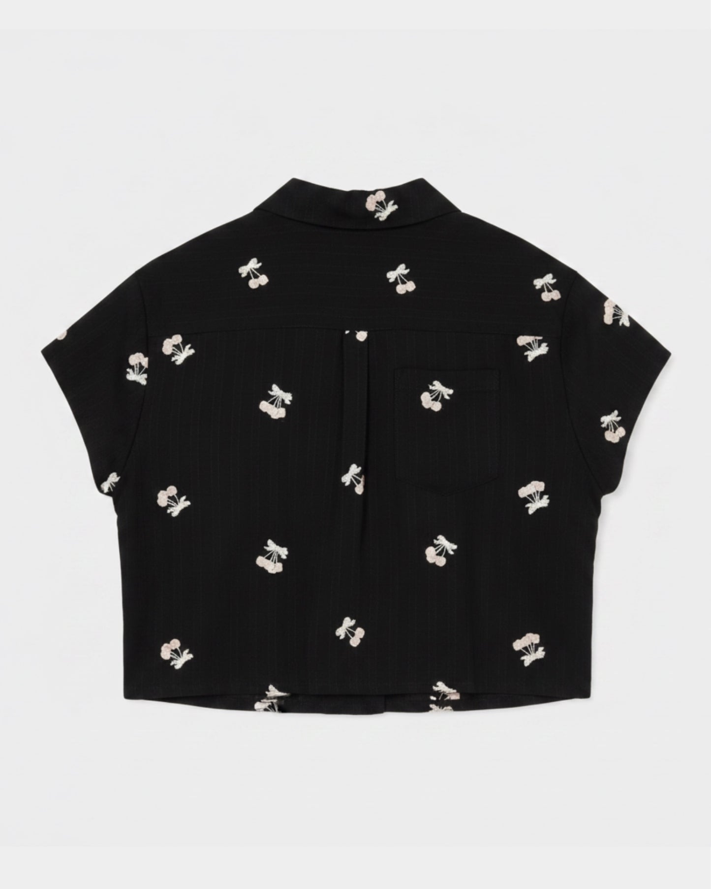 cherry embroidery half sleeve shirt Black【Delivery in September 2026】