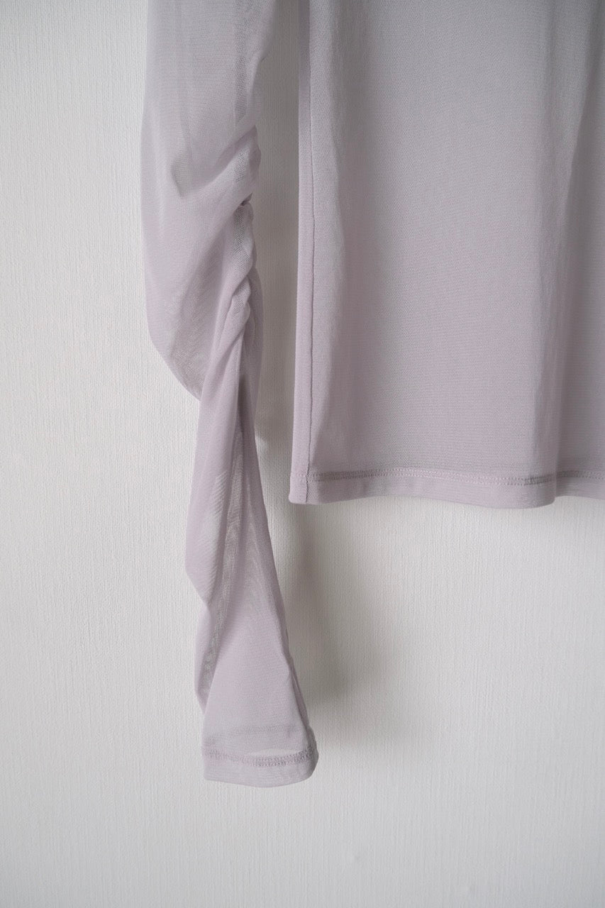 feather beads embroidery gather sleeve tops Gray【Delivery in February 2026】
