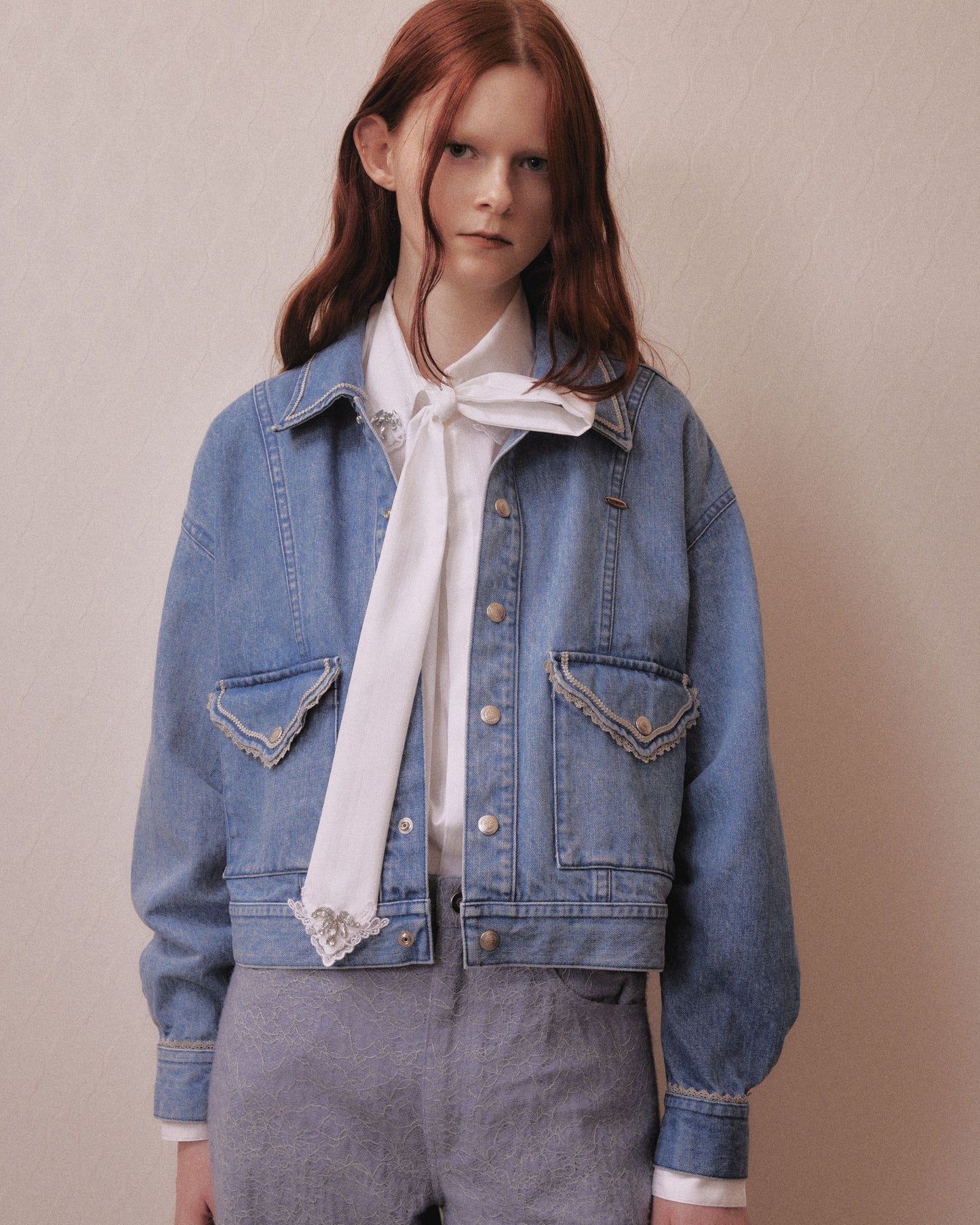 Letter pocket denim jacket Blue【Delivery in February 2027】