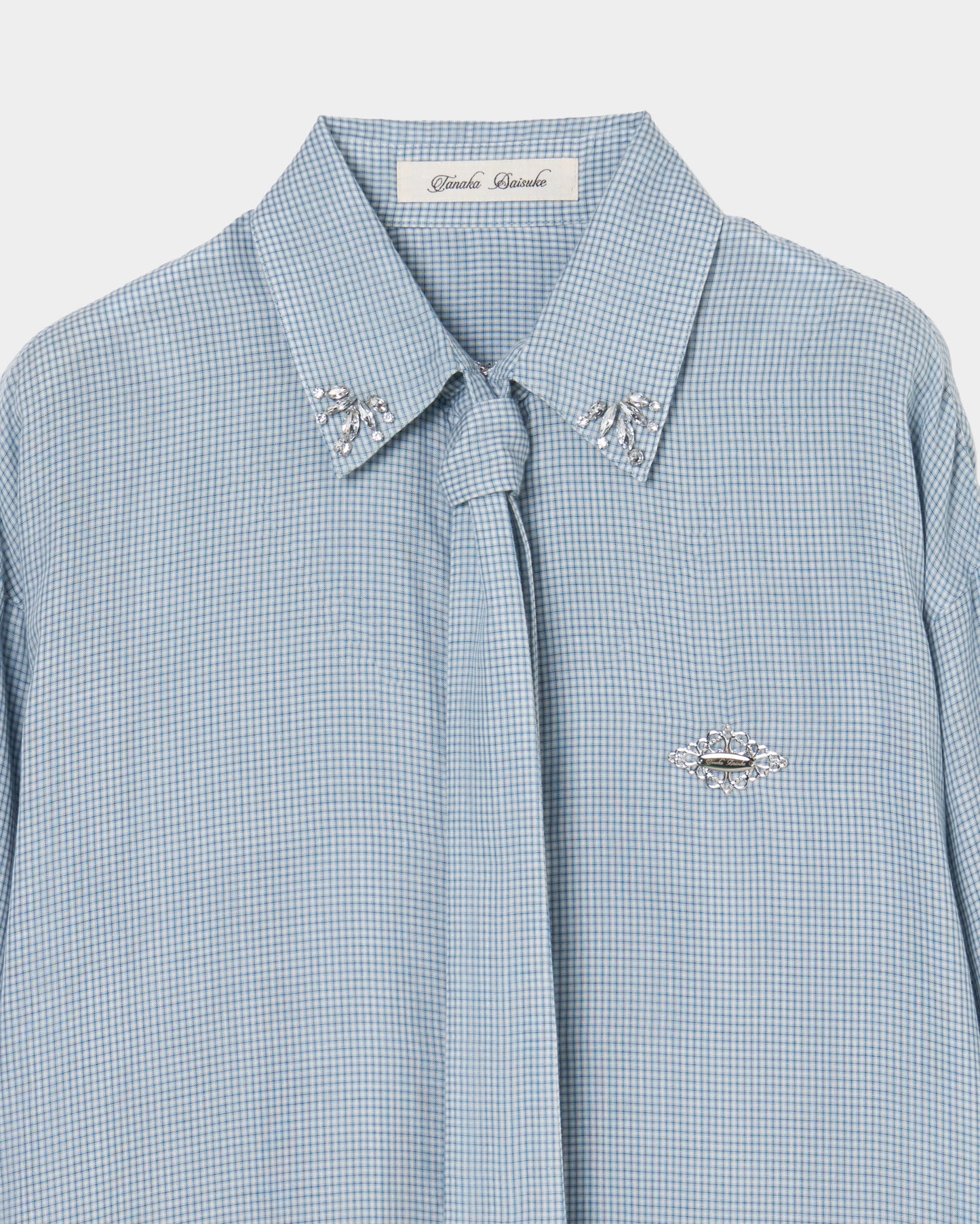 bijou check bow tie shirt Blue【Delivery in February 2027】