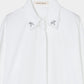 Lace bijou bow tie shirt White【Delivery in February 2027】