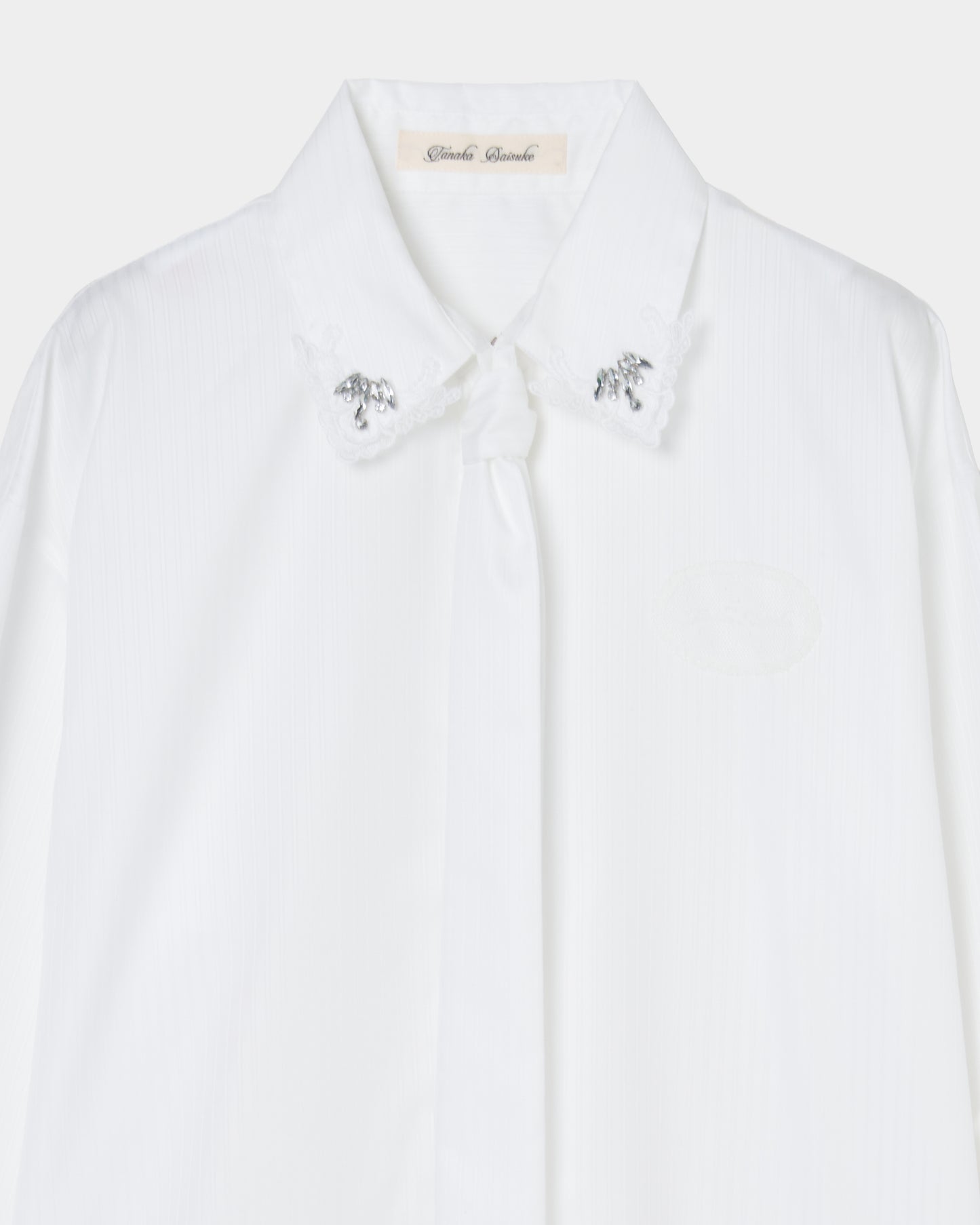 Lace bijou bow tie shirt White【Delivery in February 2027】