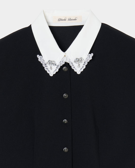 Lace bijou collar blouse Black【Delivery in March 2027】