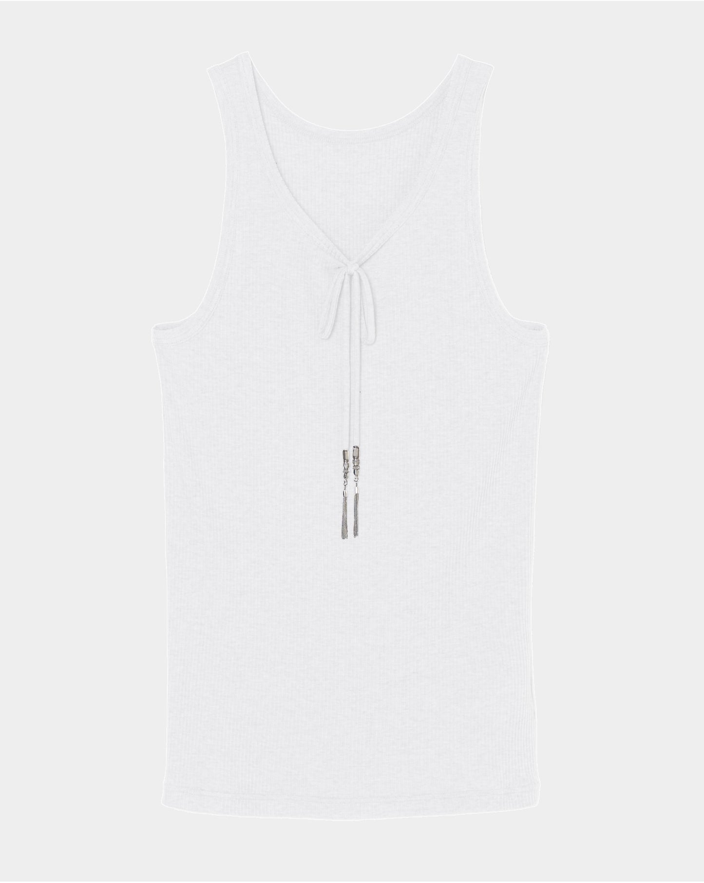 metal ribbon tank top White【Delivery in March 2027】