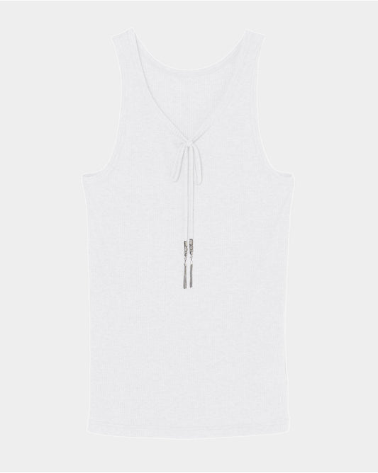 metal ribbon tank top White【Delivery in March 2027】