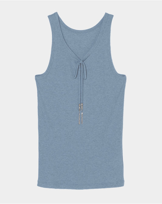 metal ribbon tank top Blue【Delivery in March 2027】
