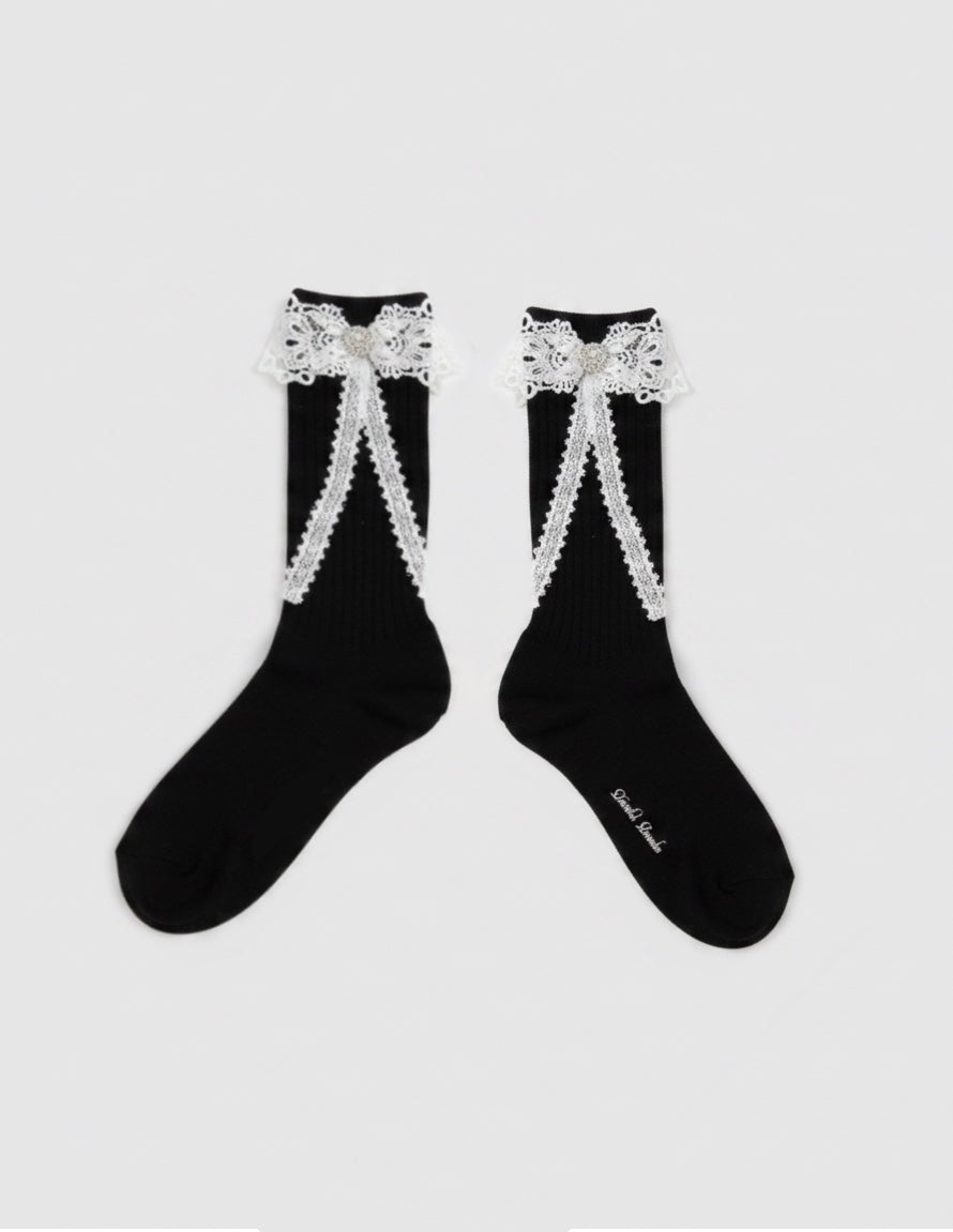 ribbon lace socks Black【Delivery in February 2027】