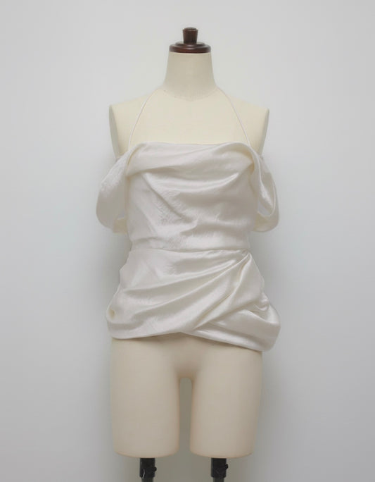 satin drape camisole tops Off white【Delivery in February 2027】