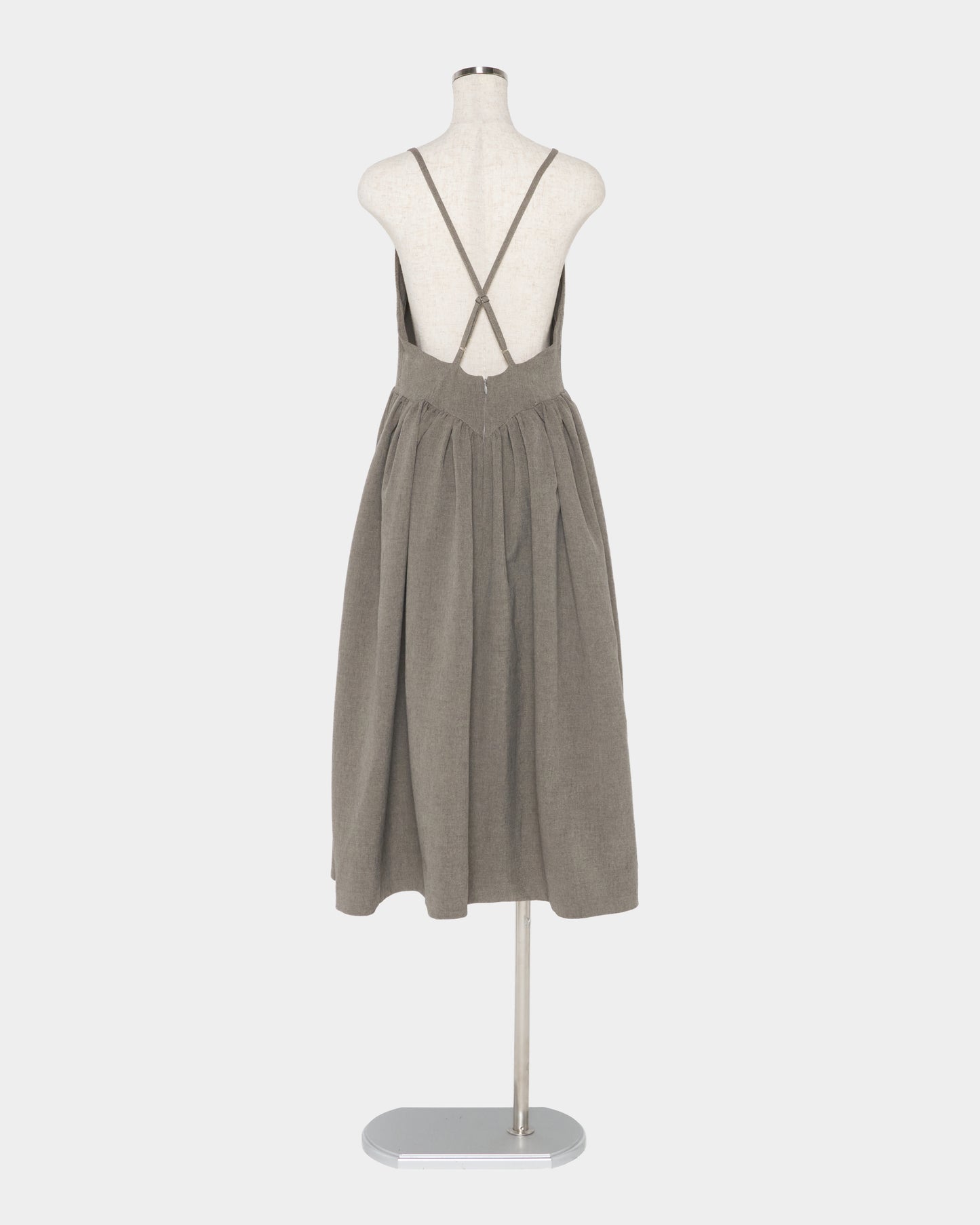 Front ruffle open back dress Greige【Delivery in February 2027】