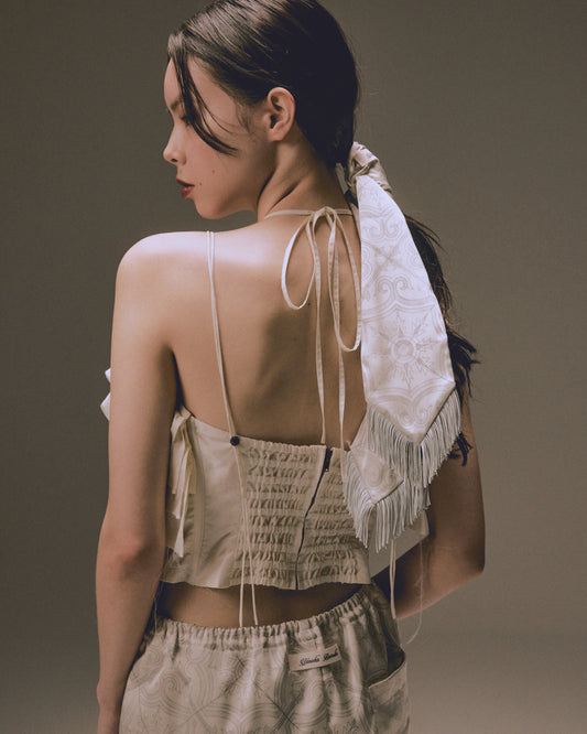 cut-off frilled 2way bustier 【Delivery in June 2024】