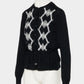 Lace argyle bijou knit  cardigan Black【Delivery in February 2027】