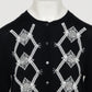 Lace argyle bijou knit  cardigan Black【Delivery in February 2027】