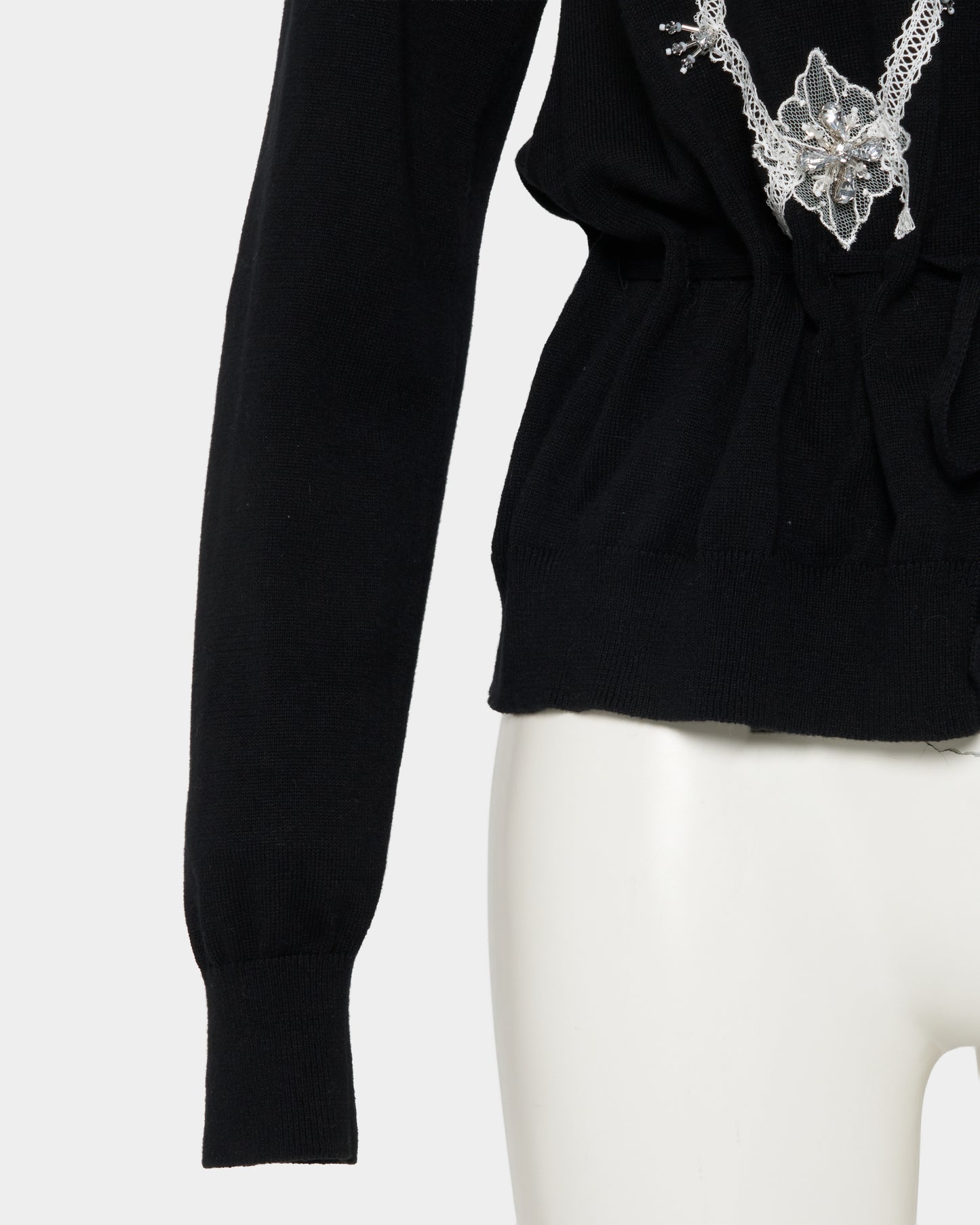 Lace argyle bijou knit  cardigan Black【Delivery in February 2027】