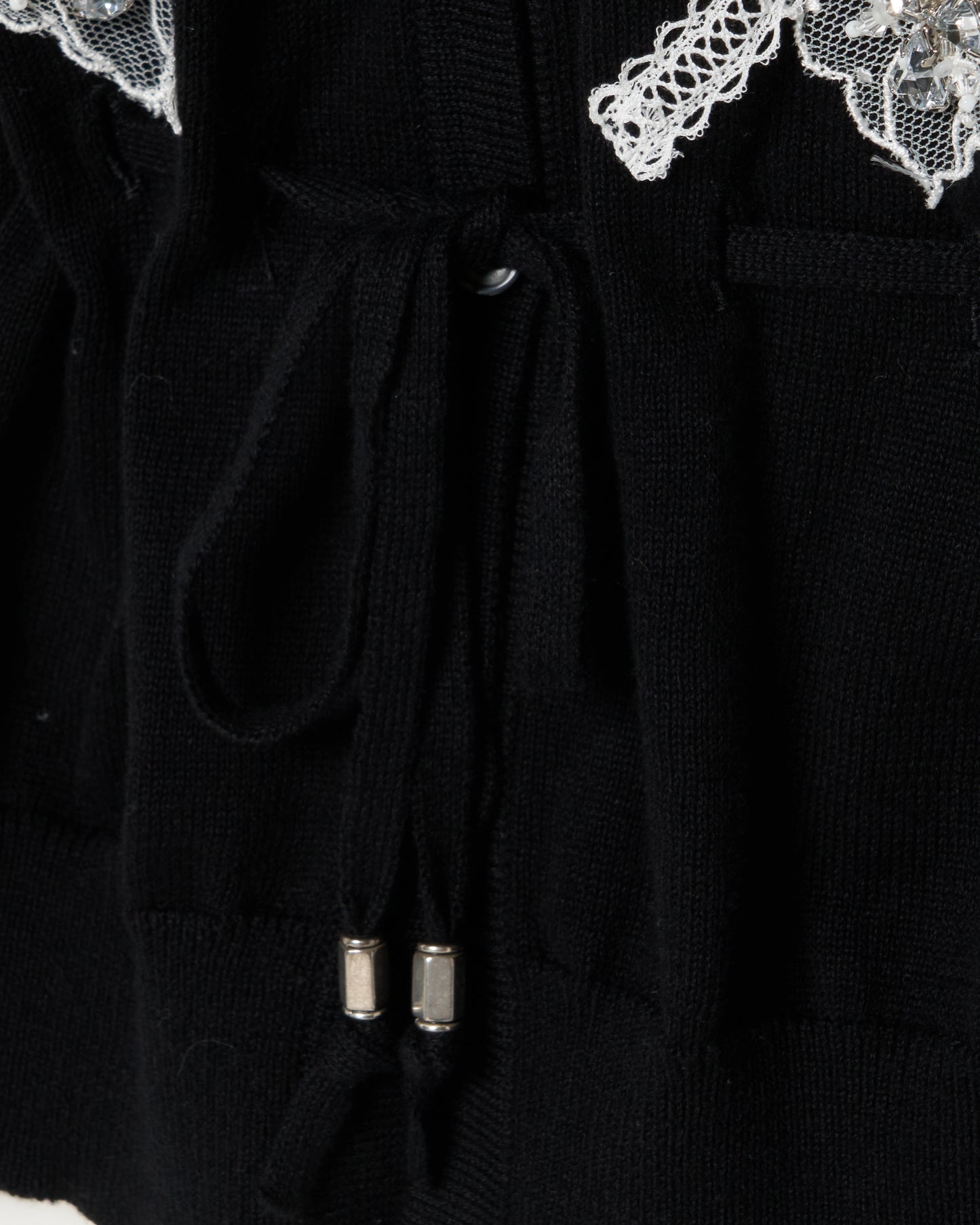 Lace argyle bijou knit  cardigan Black【Delivery in February 2027】
