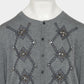 Lace argyle bijou knit  cardigan Gray【Delivery in February 2027】