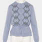 Lace argyle bijou knit  cardigan Sax【Delivery in February 2027】