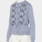 Lace argyle bijou knit  cardigan Sax【Delivery in February 2027】