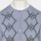 Lace argyle bijou knit  cardigan Sax【Delivery in February 2027】