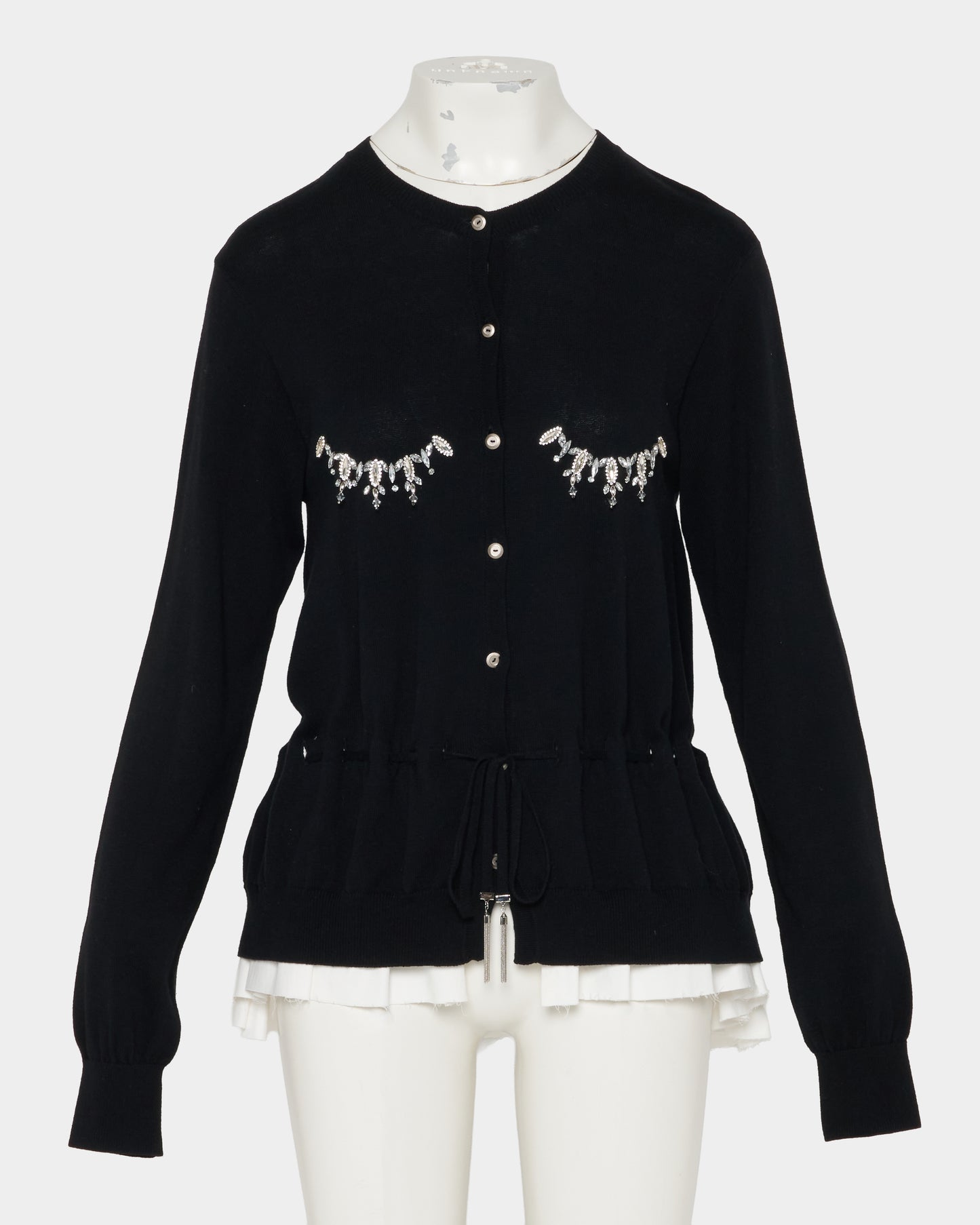 Bijou bra peplum knit  cardigan Black【Delivery in February 2027】