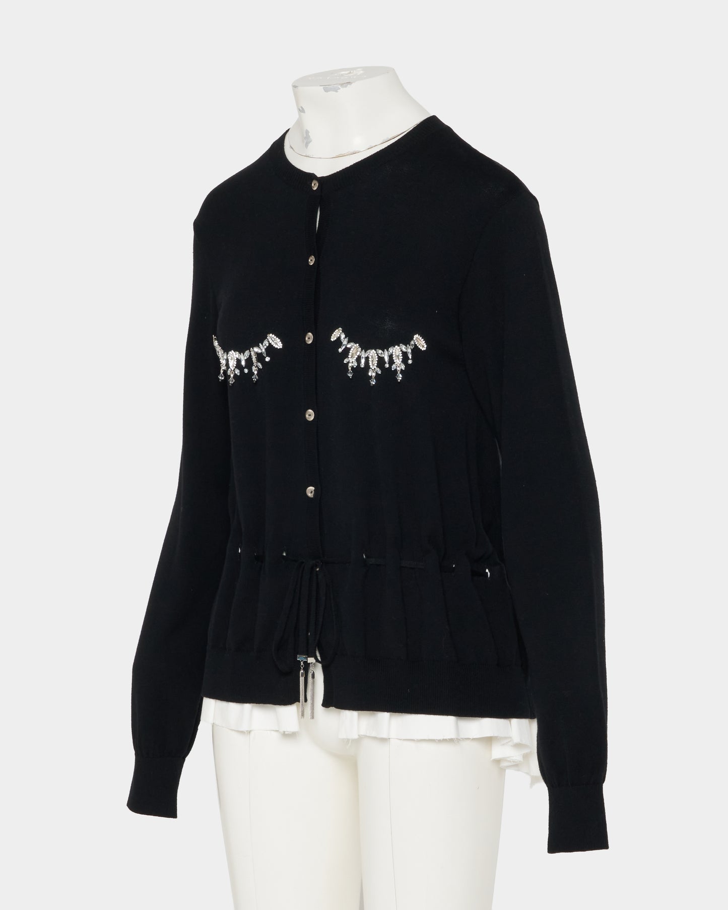 Bijou bra peplum knit  cardigan Black【Delivery in February 2027】
