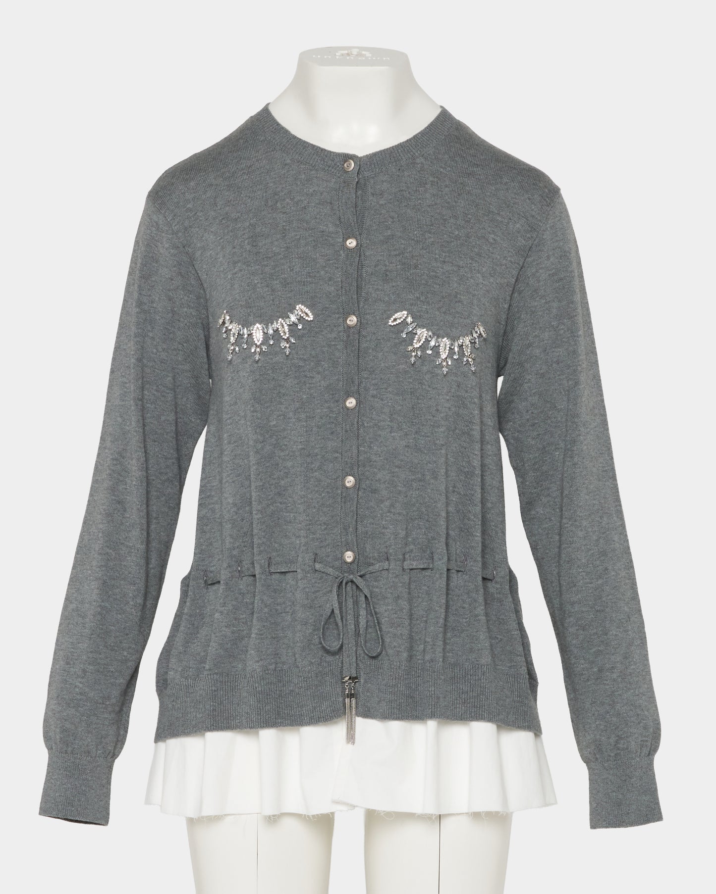 Bijou bra peplum knit  cardigan Gray【Delivery in February 2027】