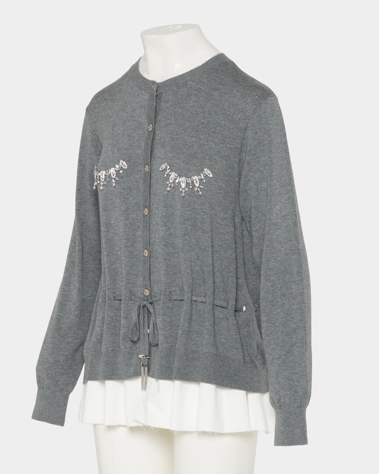 Bijou bra peplum knit  cardigan Gray【Delivery in February 2027】