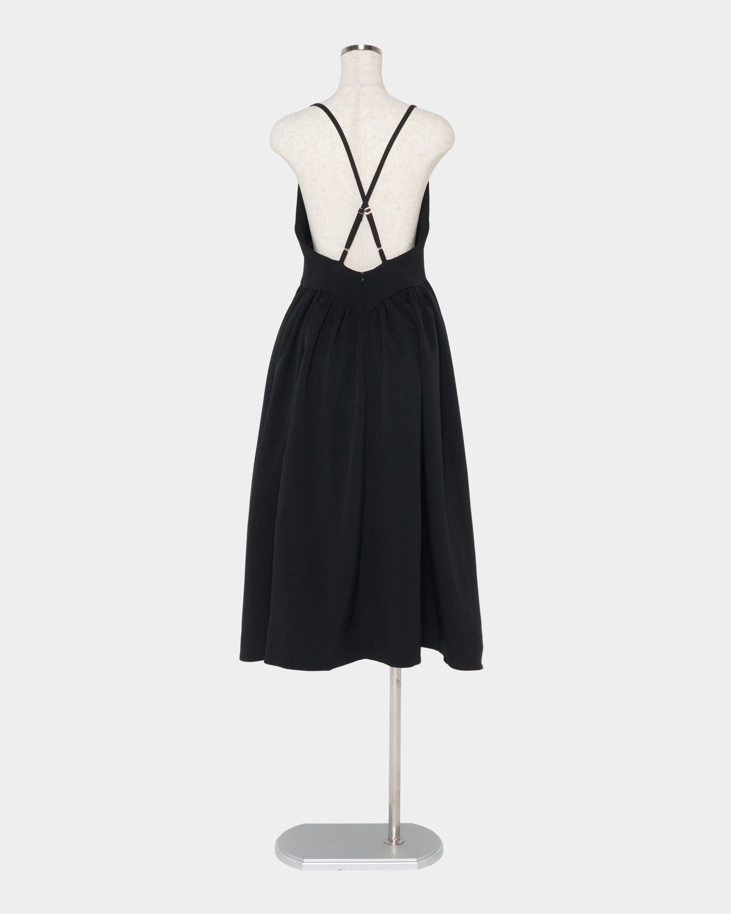 Front ruffle open back dress Black【Delivery in February 2027】