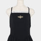 Front ruffle open back dress Black【Delivery in February 2027】