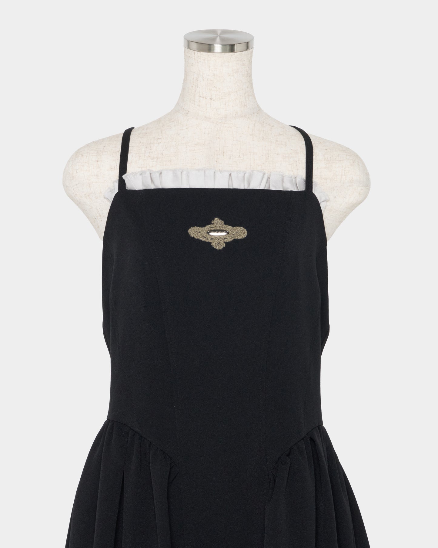 Front ruffle open back dress Black【Delivery in February 2027】