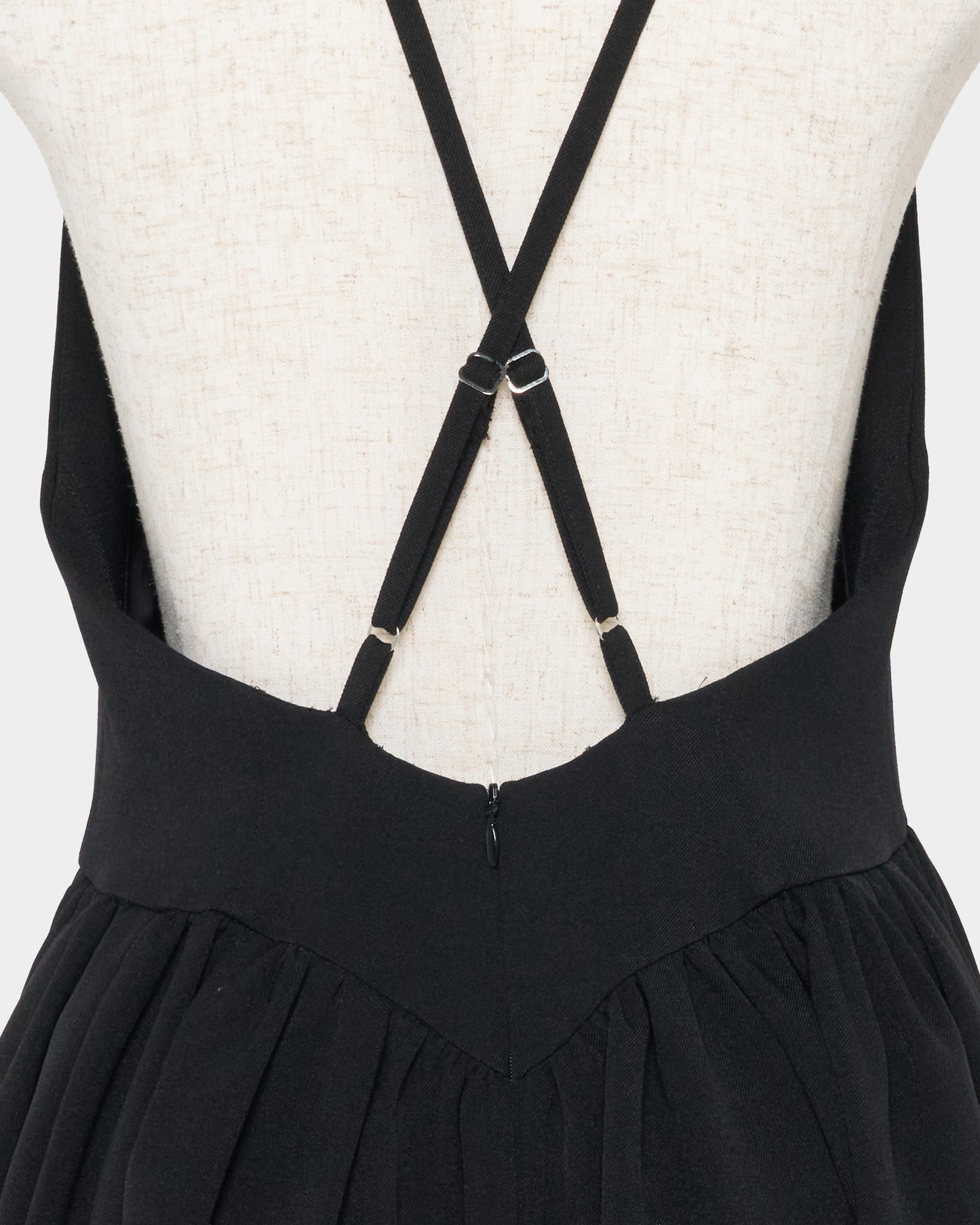 Front ruffle open back dress Black【Delivery in February 2027】