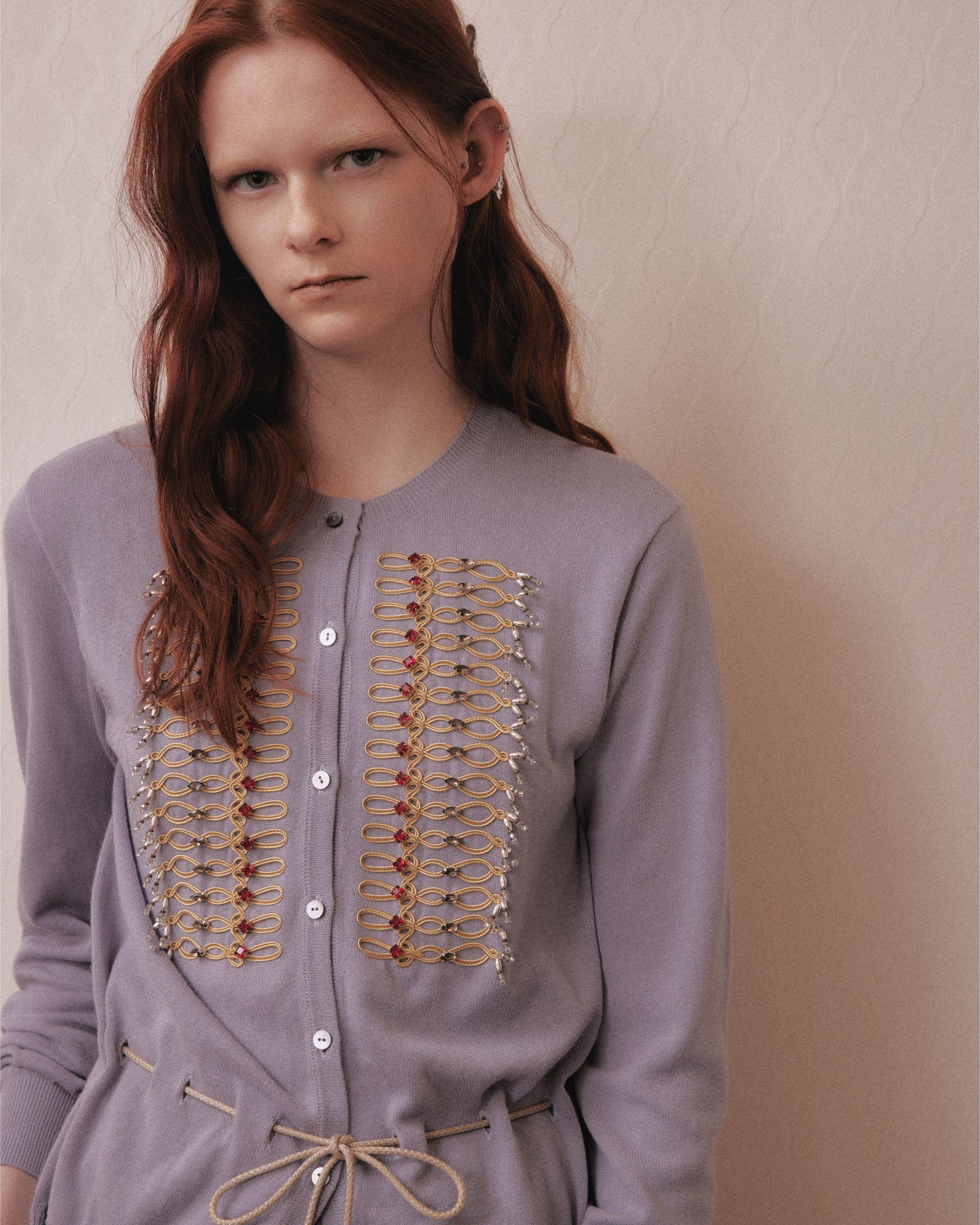 Napoleon bijou knit cardigan Sax【Delivery in February 2027】
