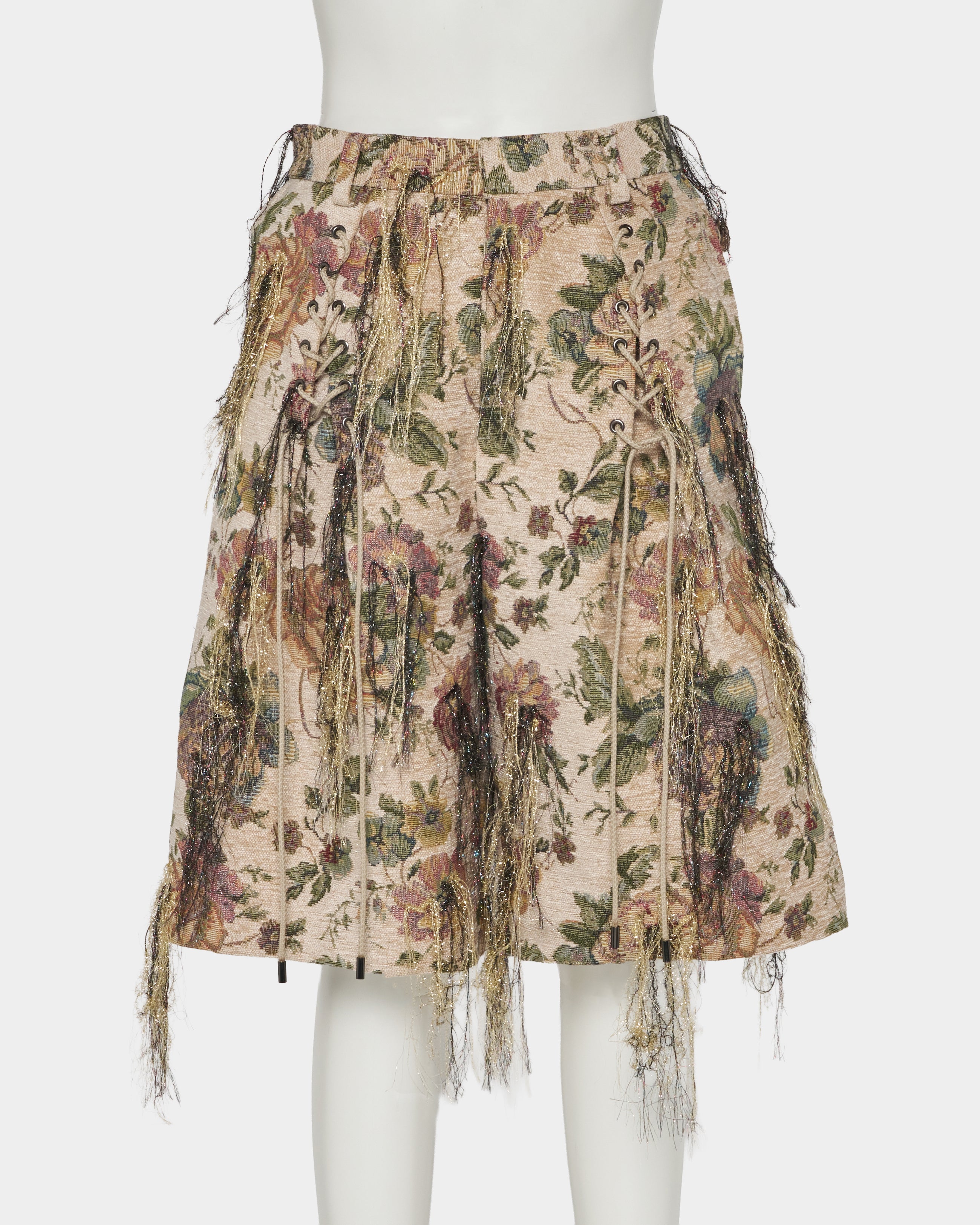 tanakadaisuke(タナカダイスケ)|パンツ|Frolal jacquard fringe half pants