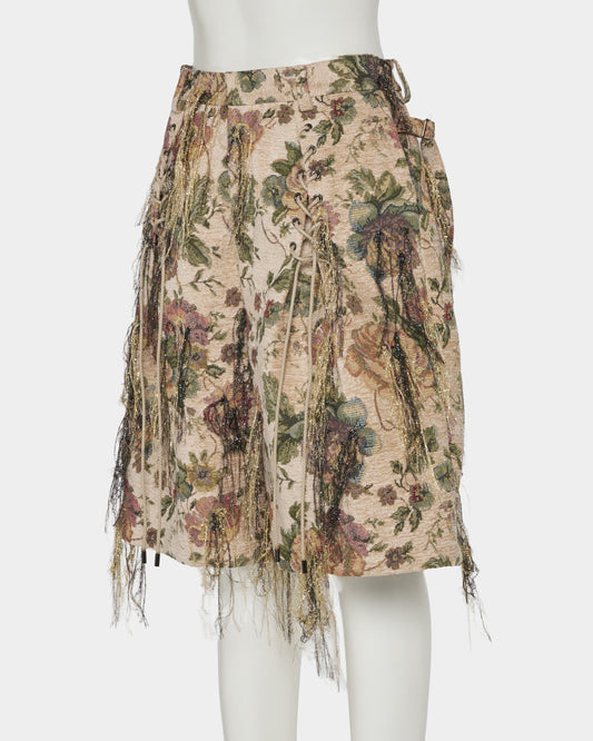 Frolal jacquard fringe half pants【Delivery in March 2027】
