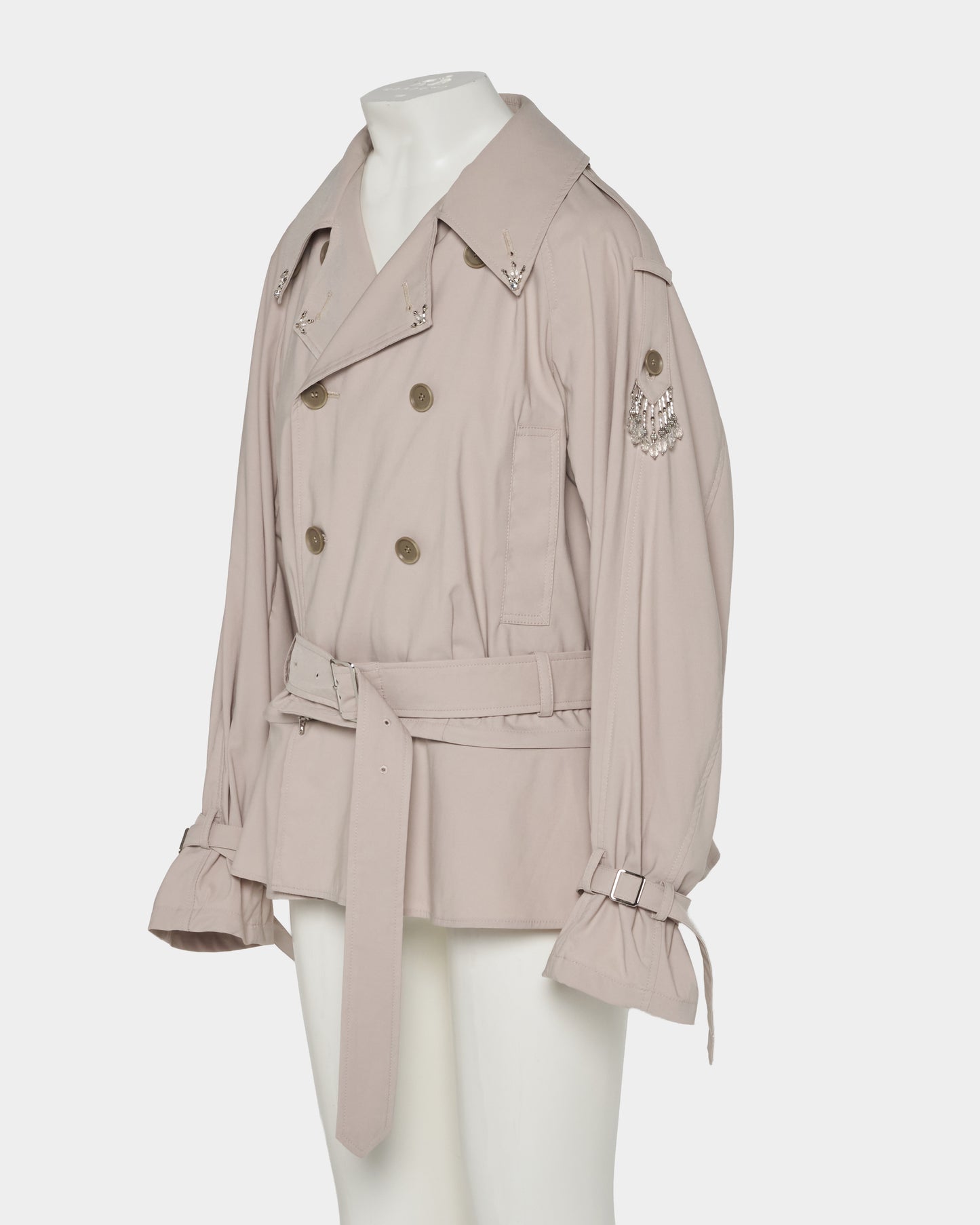 Beads epolette peplum trench jacket Beige【Delivery in January 2027】