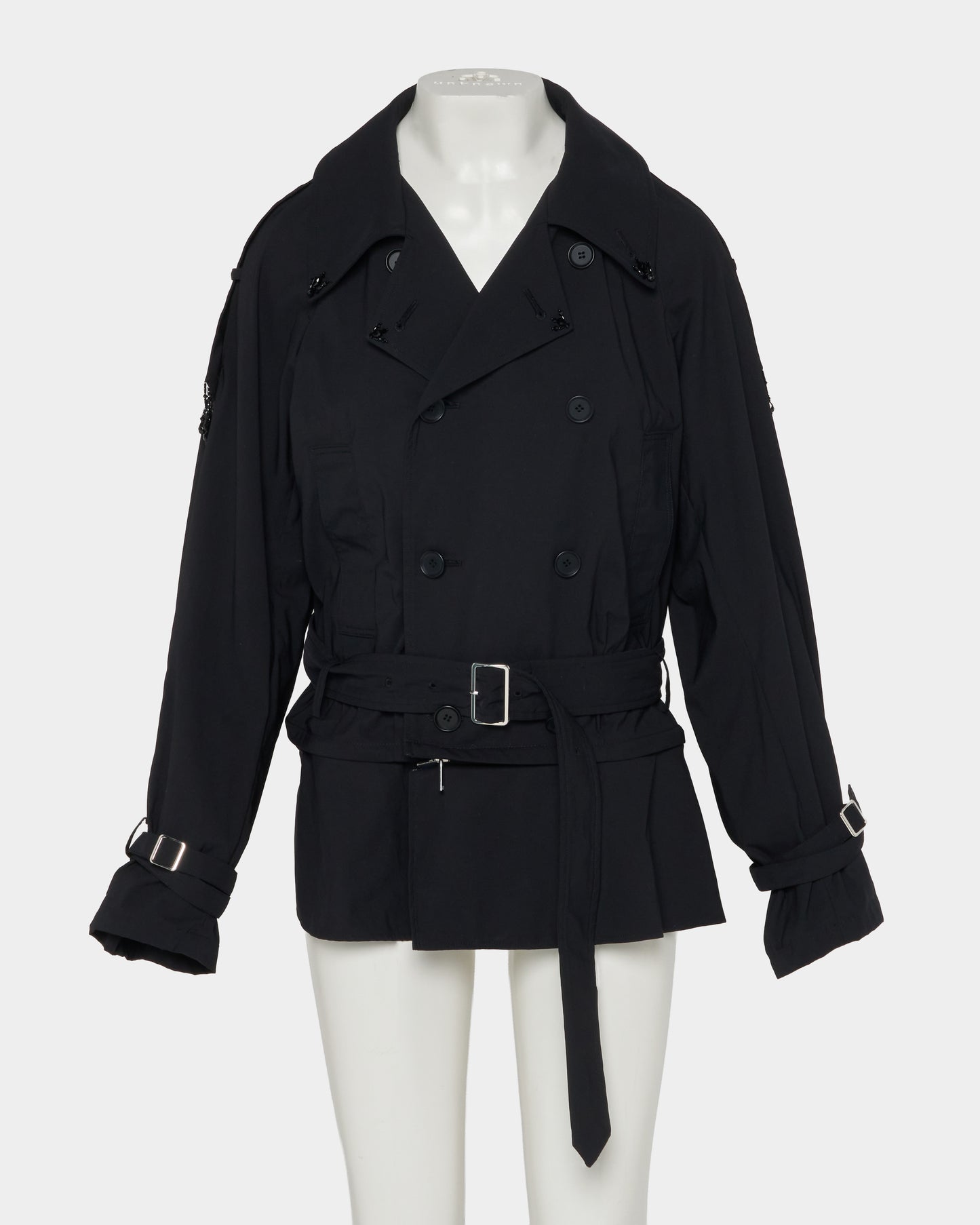 Beads epolette peplum trench jacket Black【Delivery in January 2027】