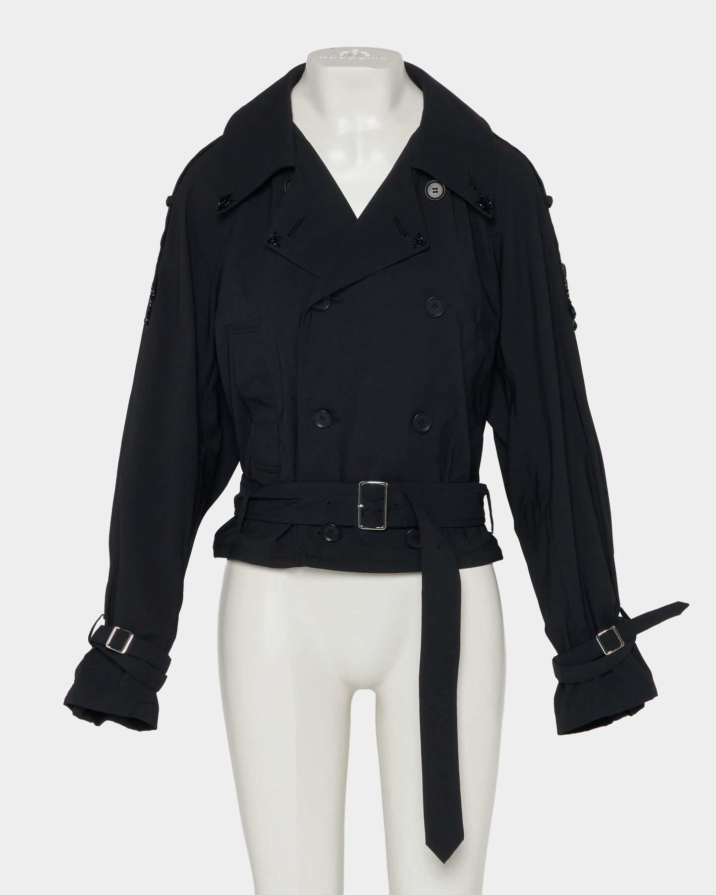 Beads epolette peplum trench jacket Black【Delivery in January 2027】