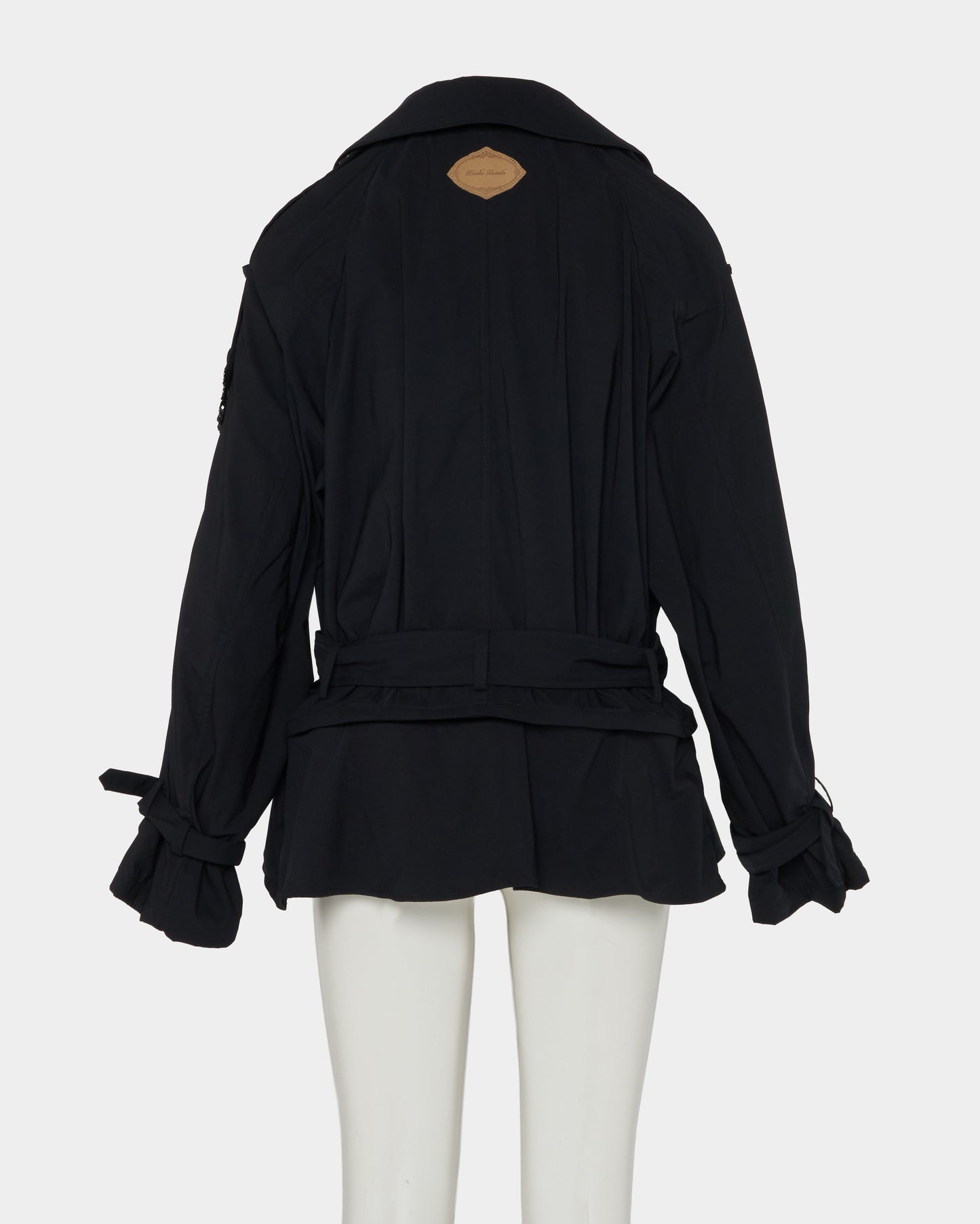 Beads epolette peplum trench jacket Black【Delivery in January 2027】