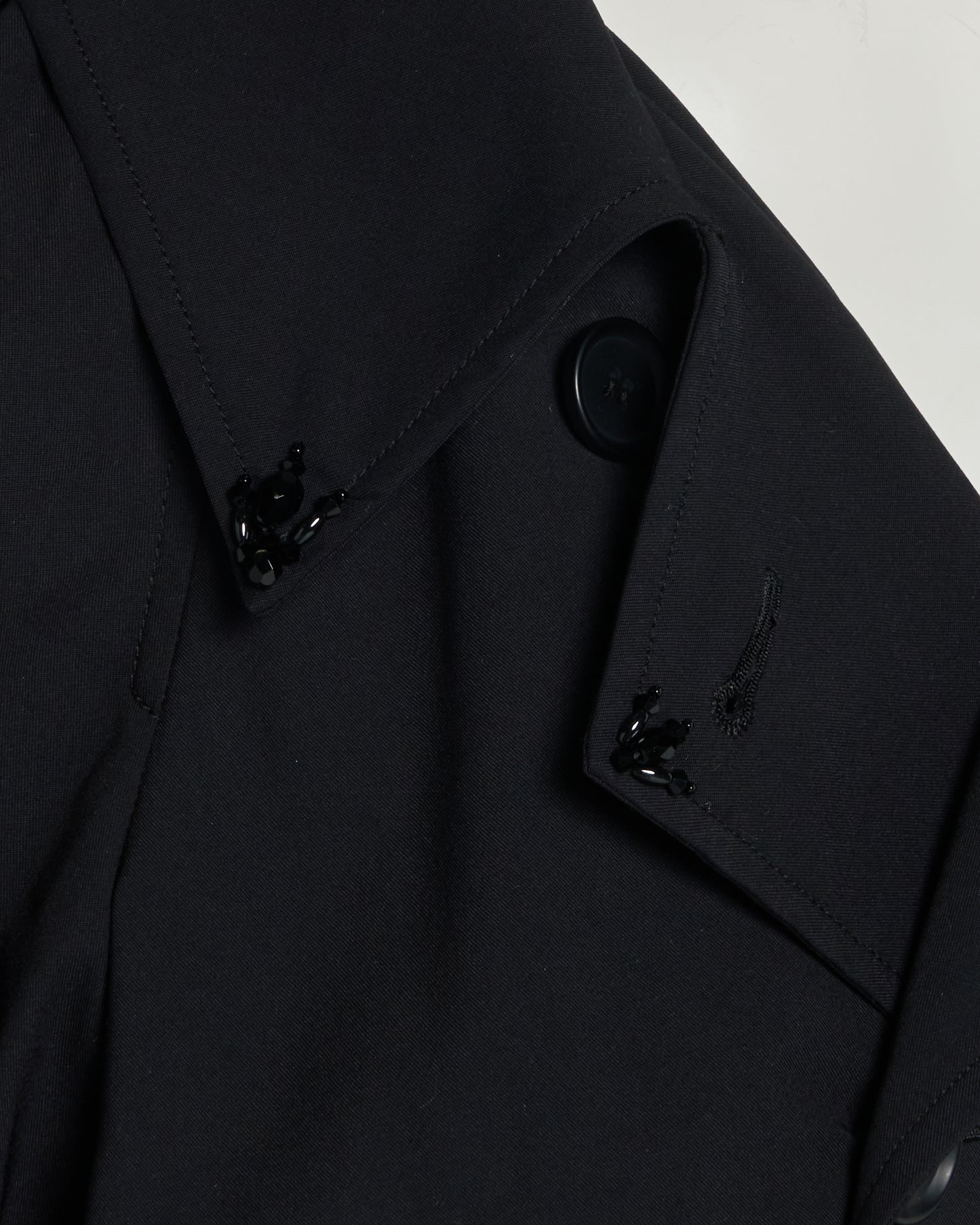 Beads epolette peplum trench jacket Black【Delivery in January 2027】