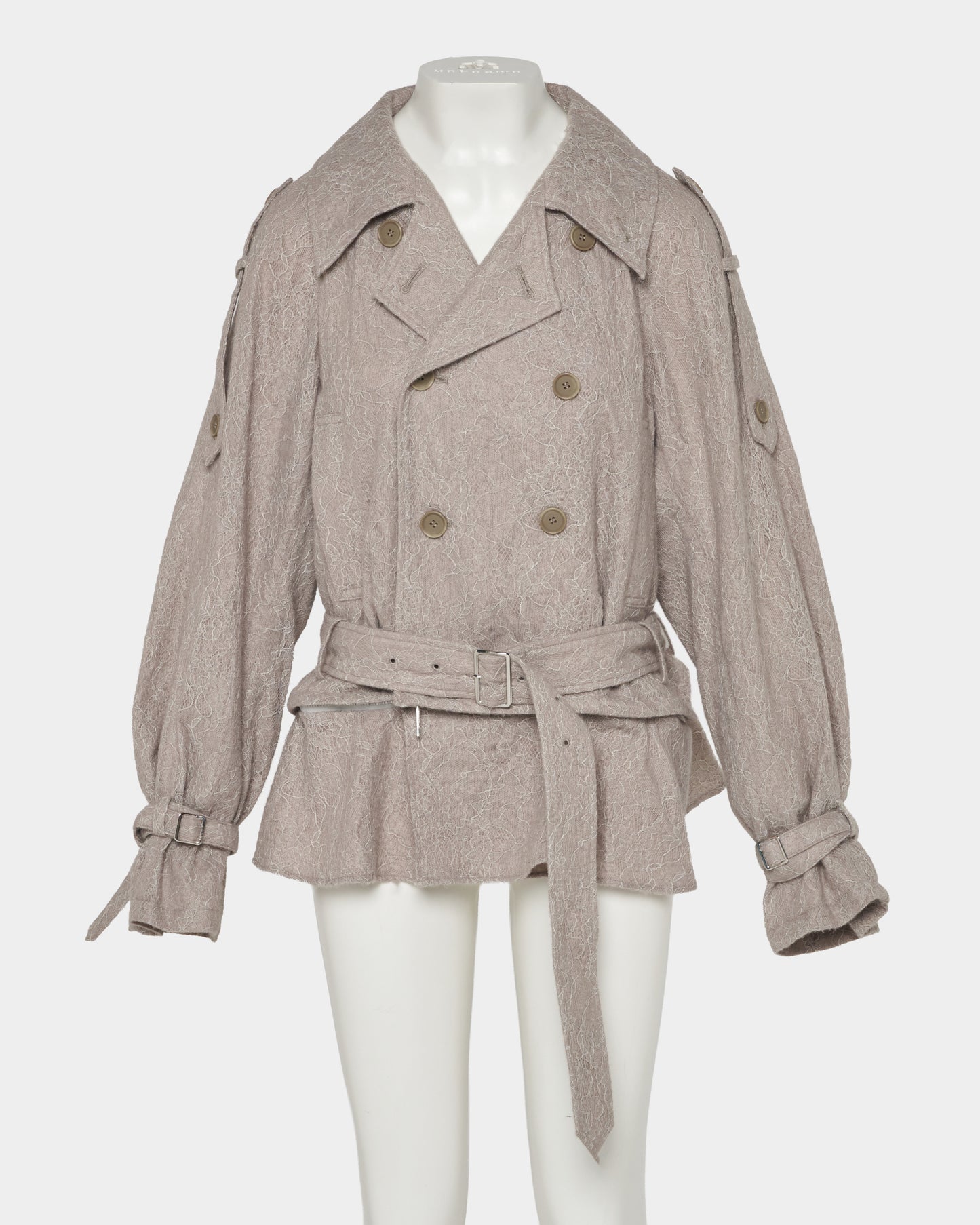 punching lace peplum trench jacket Khaki【Delivery in January 2027】