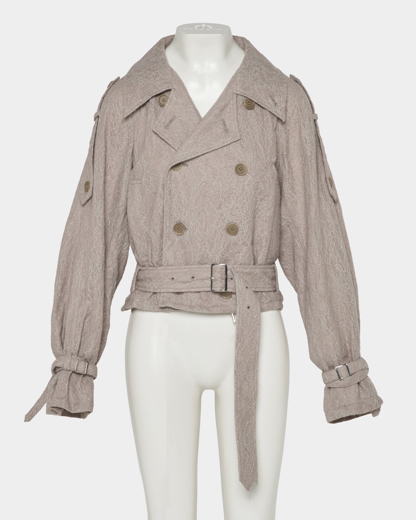 punching lace peplum trench jacket Khaki【Delivery in January 2027】