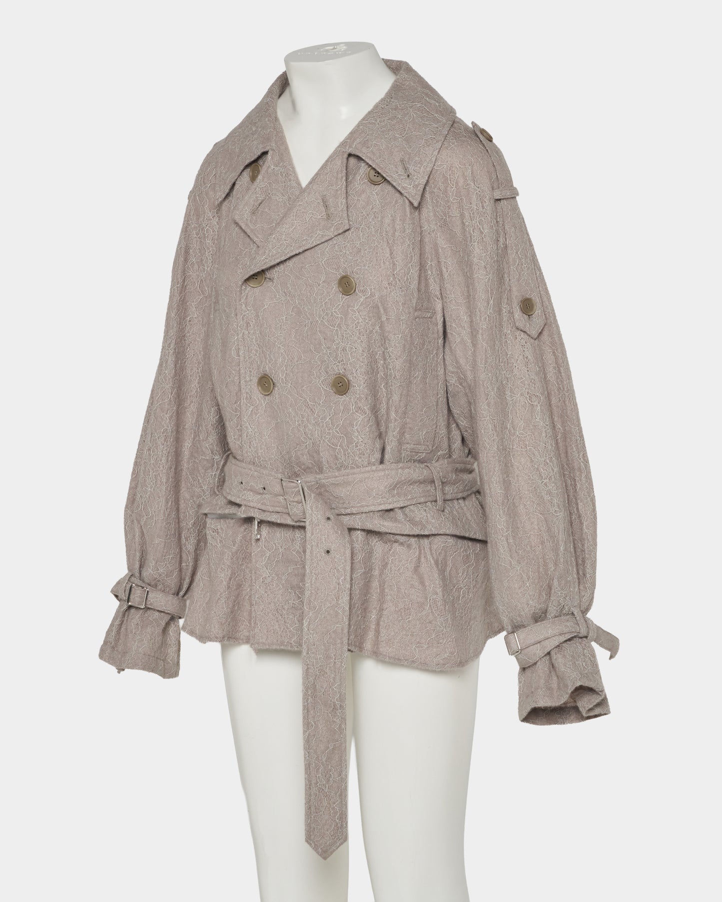 punching lace peplum trench jacket Khaki【Delivery in January 2027】