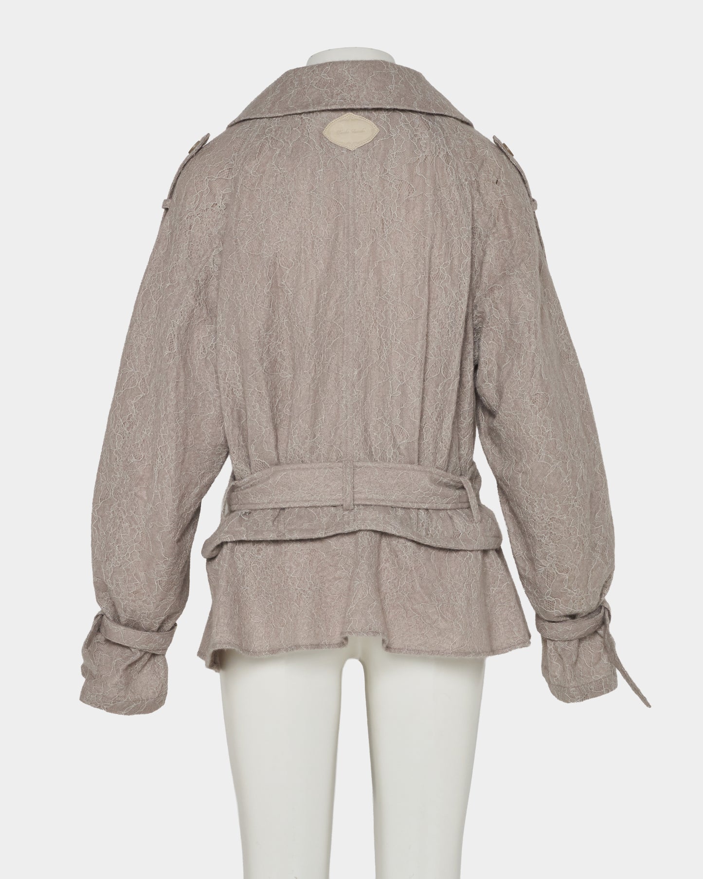 punching lace peplum trench jacket Khaki【Delivery in January 2027】
