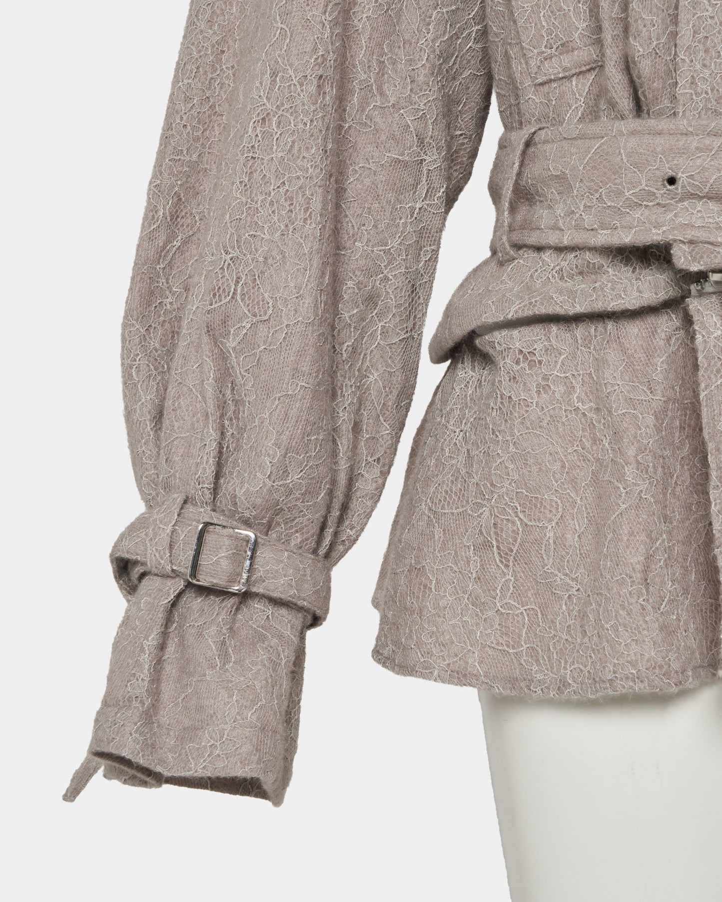 punching lace peplum trench jacket Khaki【Delivery in January 2027】