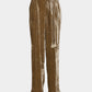 Leather patch panne velvet trousers mustard【Delivery in January 2027】