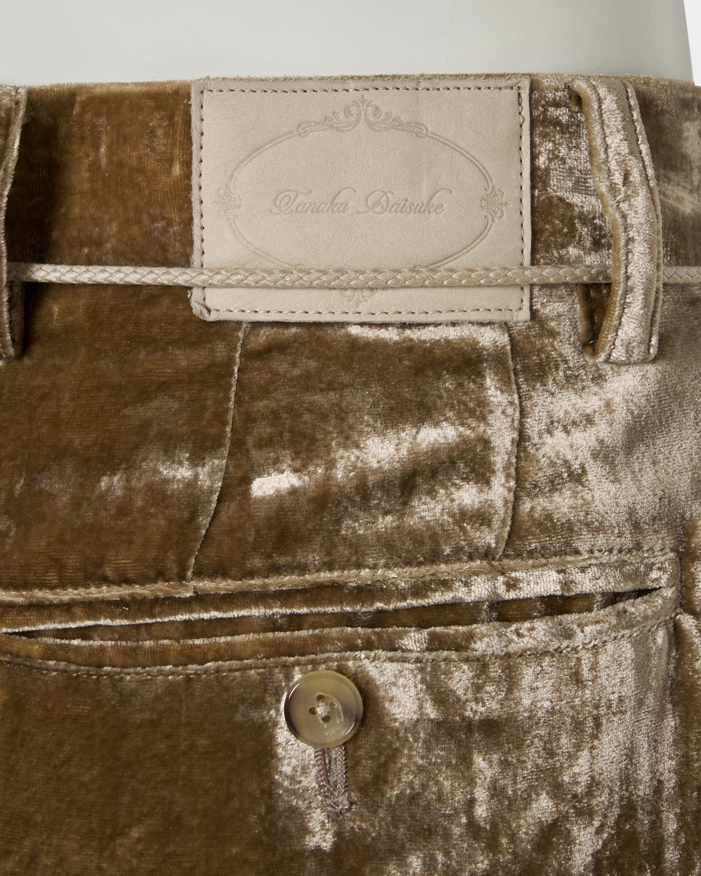 Leather patch panne velvet trousers mustard【Delivery in January 2027】