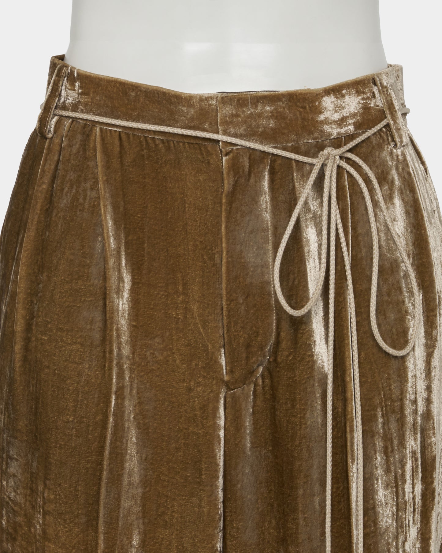 Leather patch panne velvet trousers mustard【Delivery in January 2027】