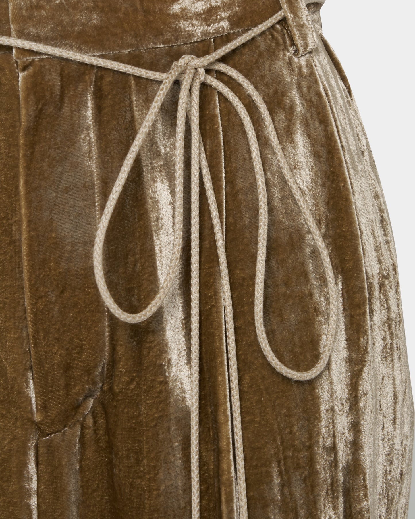 Leather patch panne velvet trousers mustard【Delivery in January 2027】
