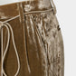 Leather patch panne velvet trousers mustard【Delivery in January 2027】