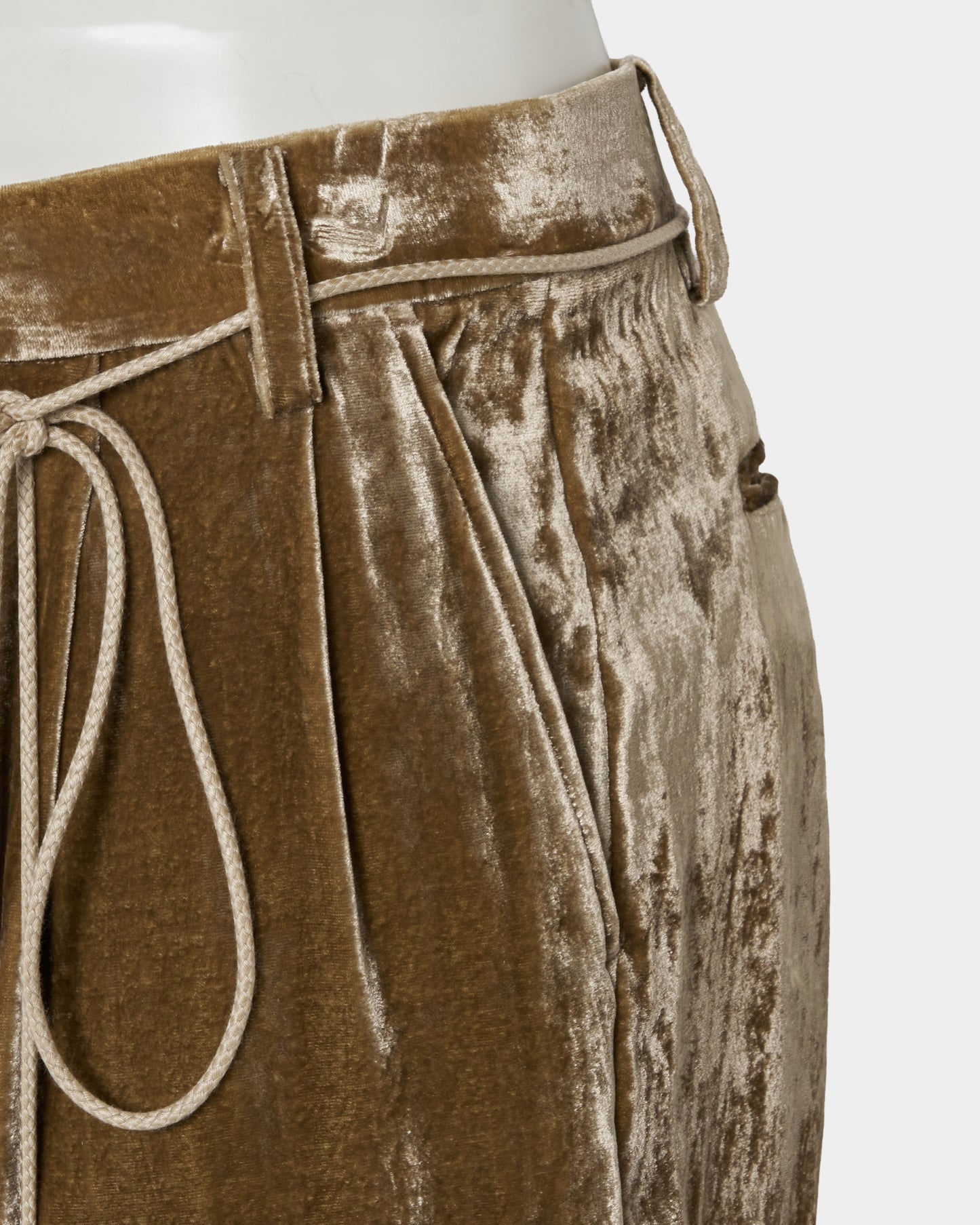 Leather patch panne velvet trousers mustard【Delivery in January 2027】